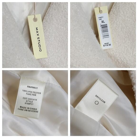 Max Studio Faux Shearling Moto Jacket - XL - NWT - Picture 8 of 9